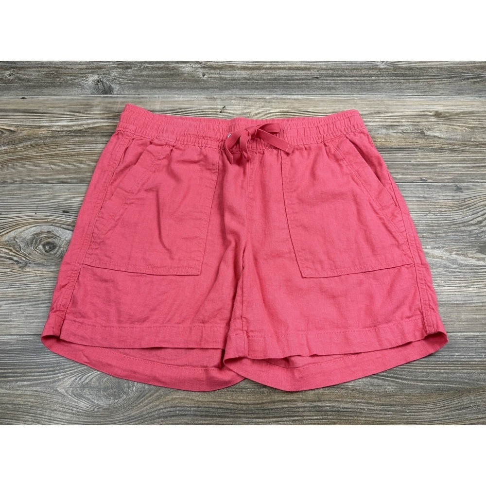 NAUTICA Pink Linen Blend Shorts Womens Small Elastic Waist Pull-On Beachy Casual